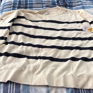Croft & Barrow Navy and Cream Striped Sweater